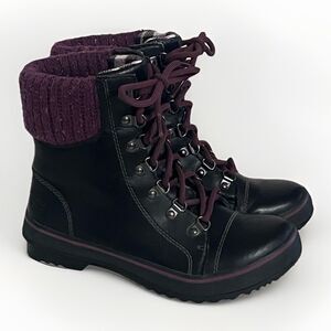 Skechers Outdoor 47585 Black Boots Purple Knit Hiking Camping Women's Size 7